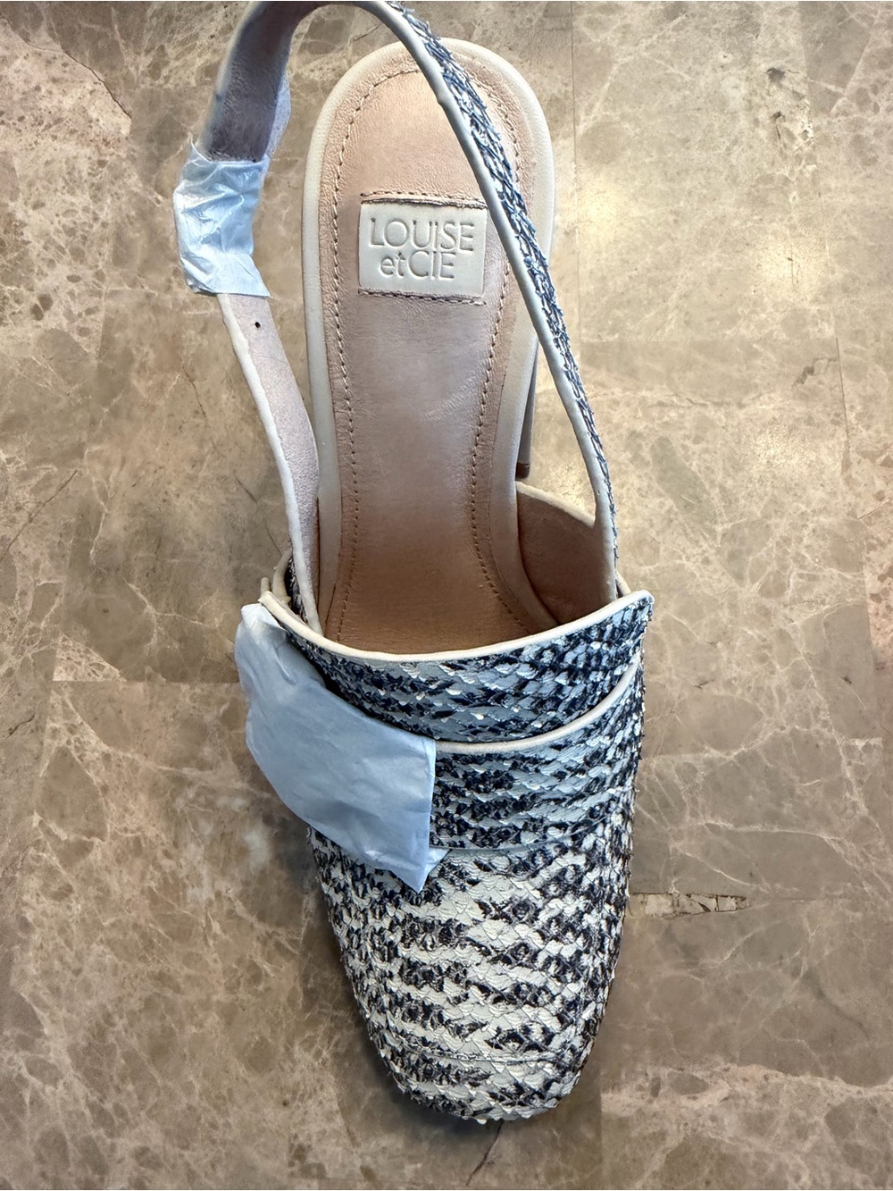 Louise et Cie Cream & Navy Woven Slingback Mule